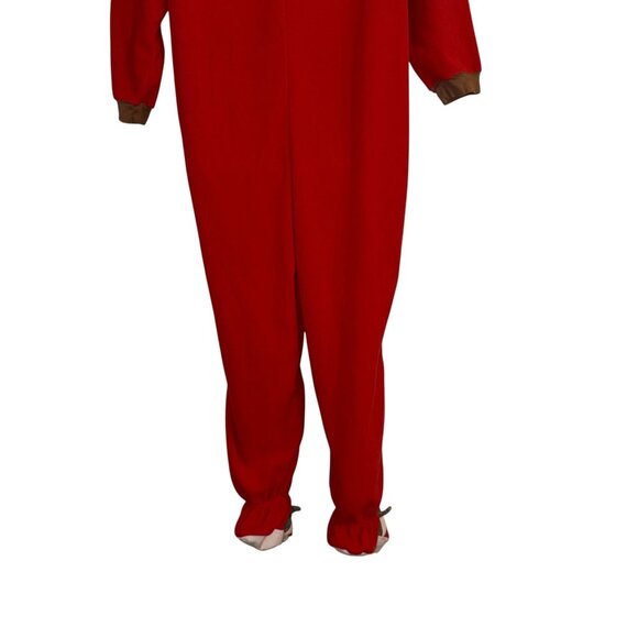 Nick & Nora Red Sock Monkey Pajamas Womens XL Footie Unionsuit PJs Costume Solid - Picture 8 of 10